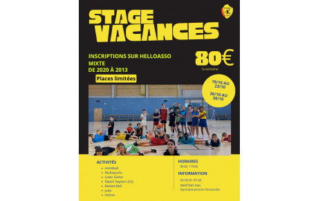 STAGE VACANCES OCTOBRE